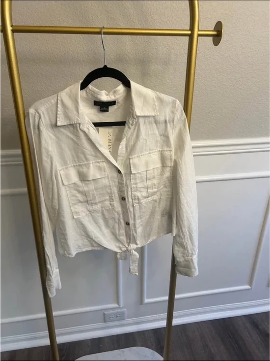 Sanctuary White Tie-Front Button Down Shirt - Picture 3 of 9